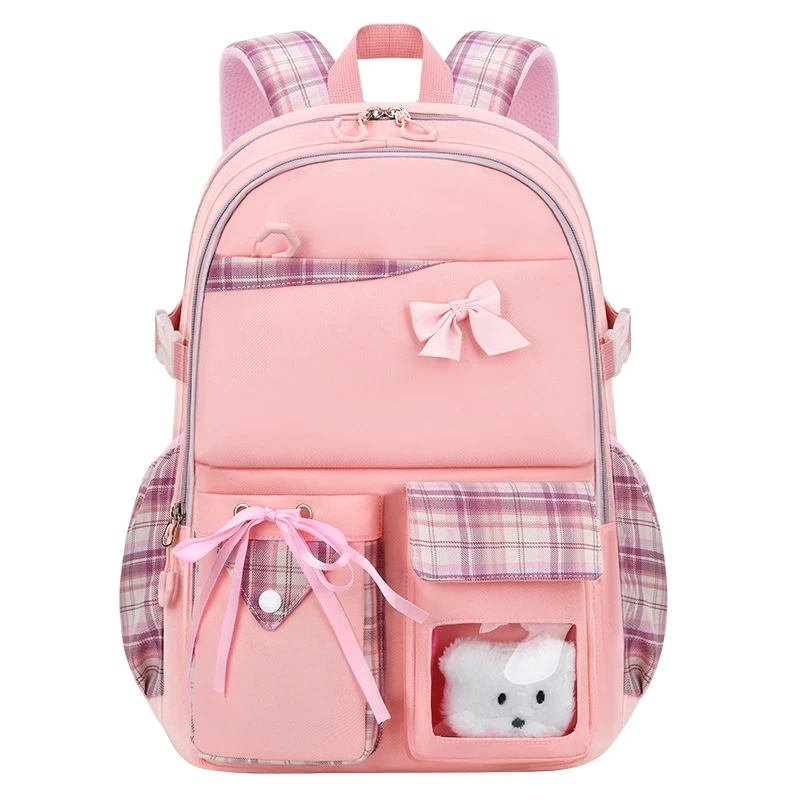 2023 Bowknot schoolbag for teenage girls Big capacity orthopedic waterproof backpack Fashion Cartoon School Bags 2 Size Satchel