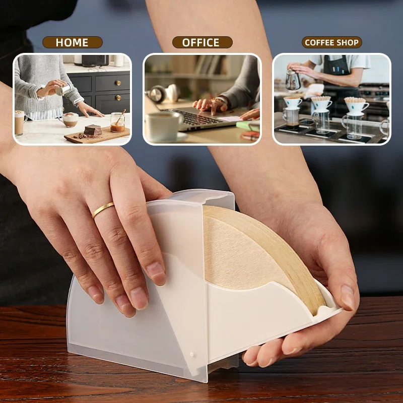 

Coffee filter paper box, dust-proof plastic fan-shaped conical filter paper storage box, hand brewed coffee filter paper holder