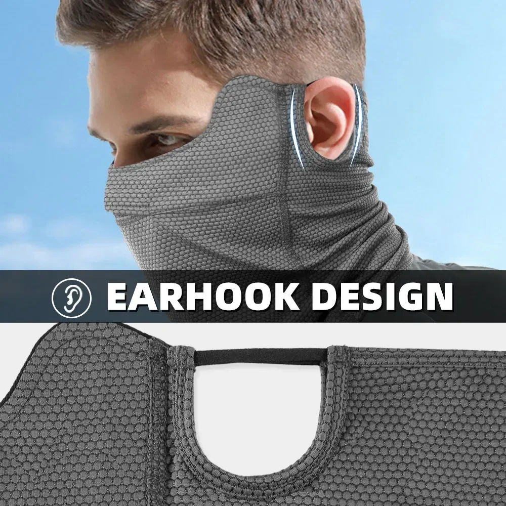 Açık Buz Soğutma Güneş Koruyucu Maske Yaz Anti-UV yüz kapatma Boyun Körüğü Eşarp Nefes Güneş Koruma Kulak Asılı Bandana Erkekler