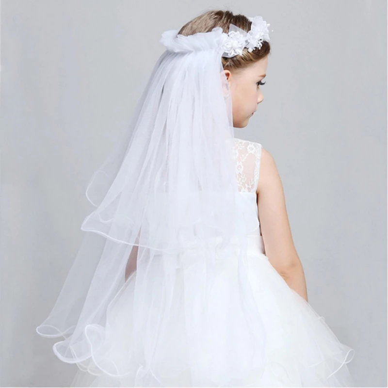 

1PC Children Girl Hair Wreaths Lace Bride Veil Wedding Party Vacation Beach Kids Girls Hair Accessories High Quality Durable