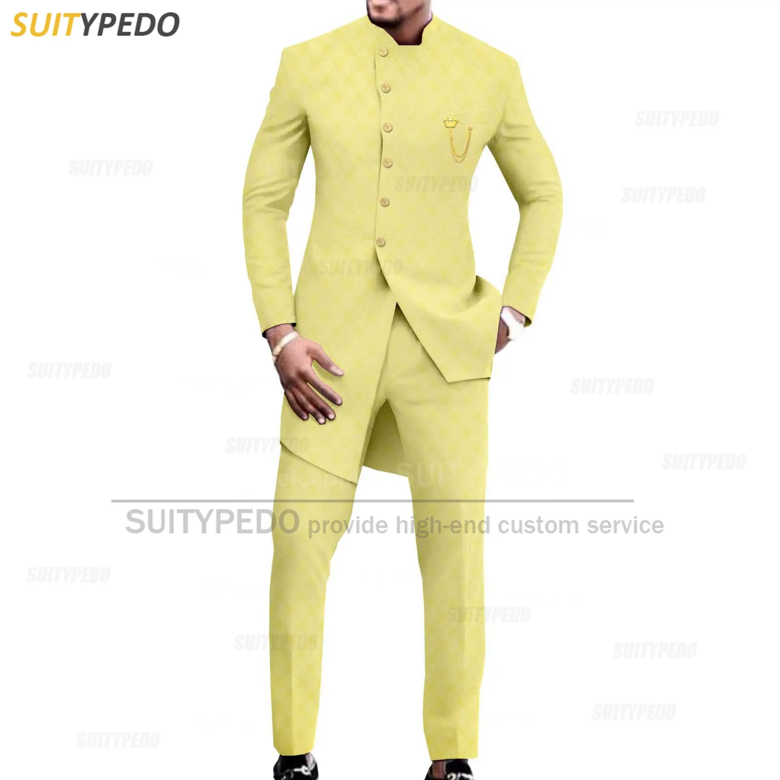 Classic Grey Men Suit Sets Wedding Gala Fashion Outfits Blazer Pants 2 Pieces African Party Activities Custom Formal Costumes