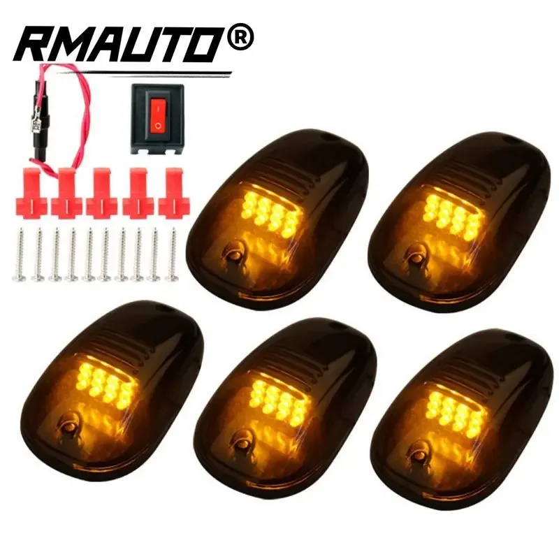 5Pcs Car Light Cab Light Roof Spotlight Top Marker Running Car LED Amber Signal Light For Truck SUV Off-road LED Light Bar 12V