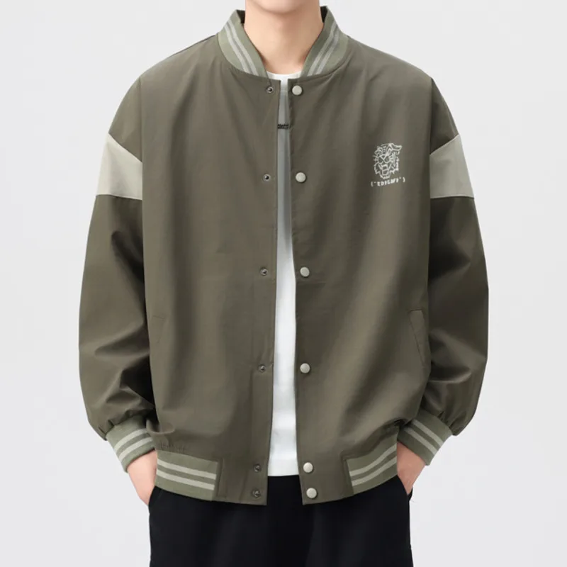 الربيع / الخريف الرجال اليابانية الرجعية كلية نمط الموضة العلامة التجارية العصرية فضفاضة ومتعددة الاستخدامات عادية مطبوعة سترة البيسبول سترة