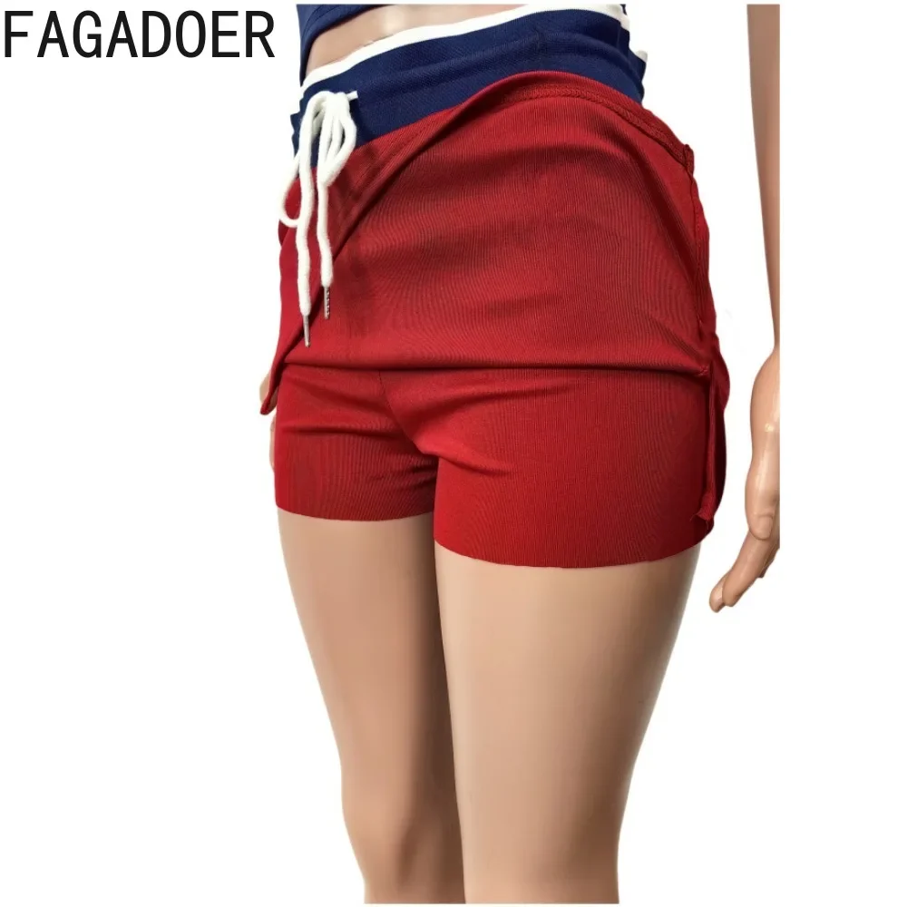 FAGADOER Y2K Letter Print 2 Piece Sets Women Outfit Fashion V Neck Crop Tops And Drawstring High Waist Skirt Hot Girl Streetwear