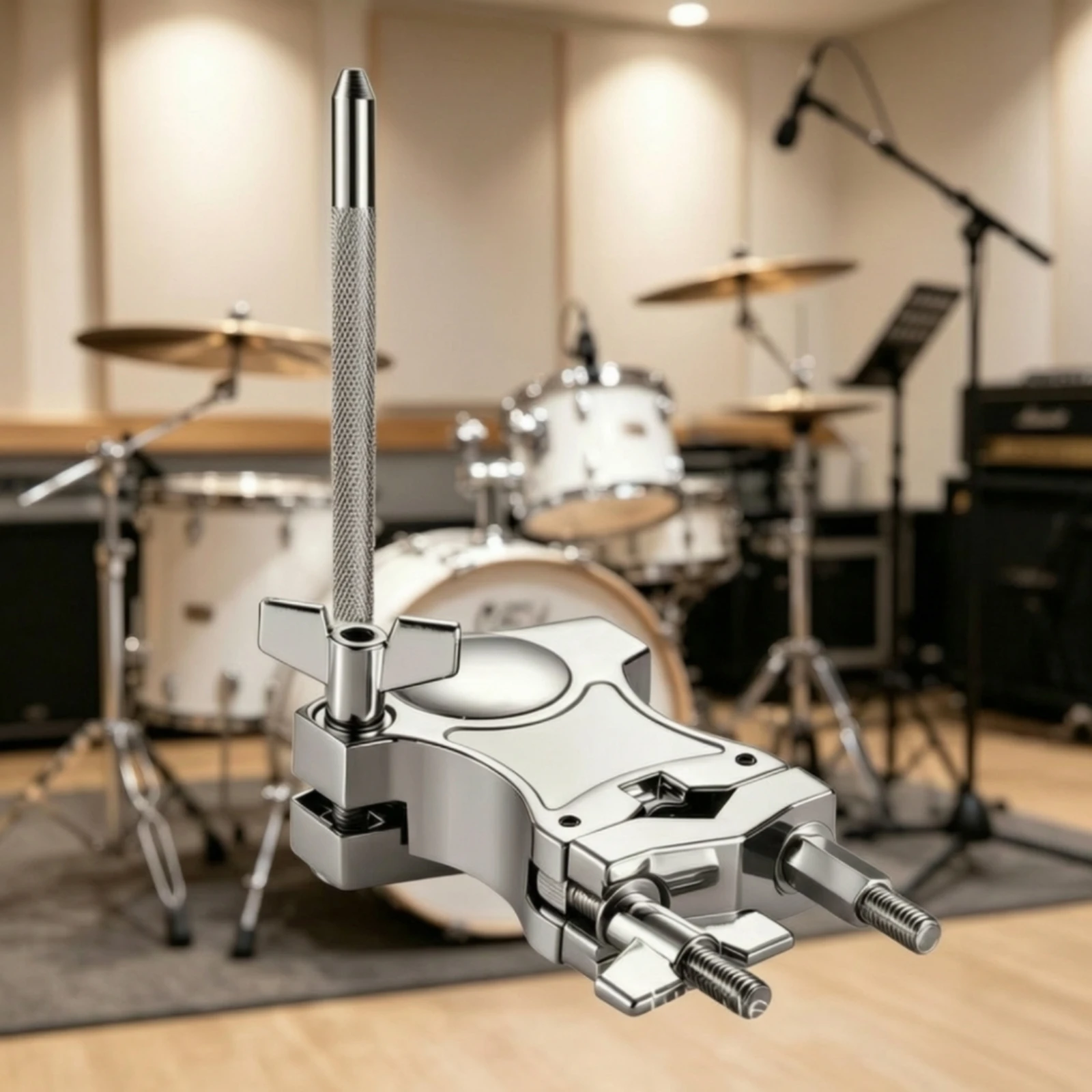 Drum Mounting Clamp with Rod Heavy Duty Drum Rack Clamp with Mounting Rod Compact Sturdy for Drummers, Recording Studio, Stage
