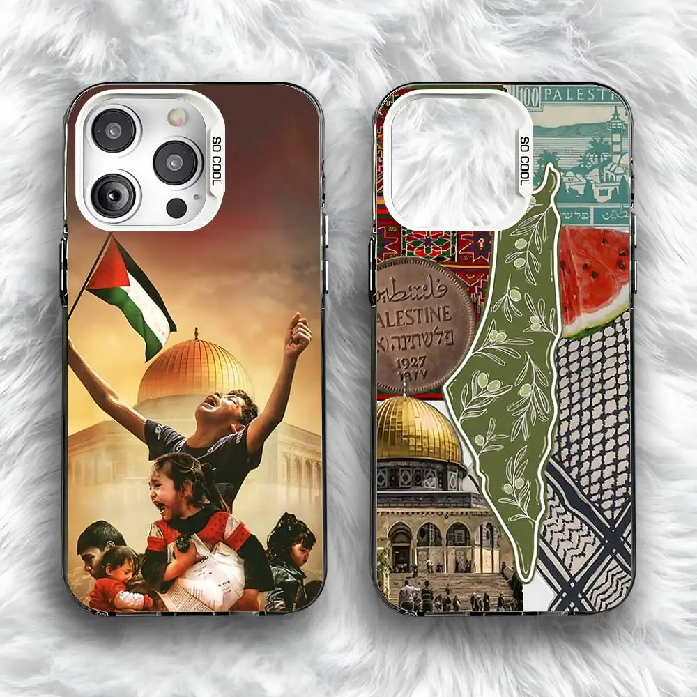 

P-Palestines-F-Flag Map Phone Case For iPhone 16,15,14,13,12,11,Pro,Max,Plus,Mini,SE Anti Fall Gray White Matte Hard Bumper