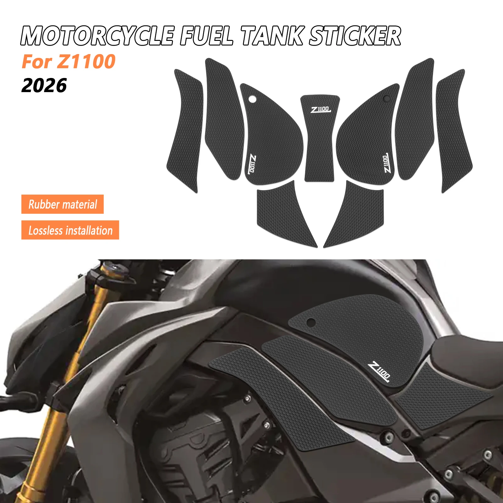 

For Kawasaki Z 1100 2026 Z1100 2026 side fuel tank stickers motorcycle fuel tank pads fuel tank traction pads anti-slip