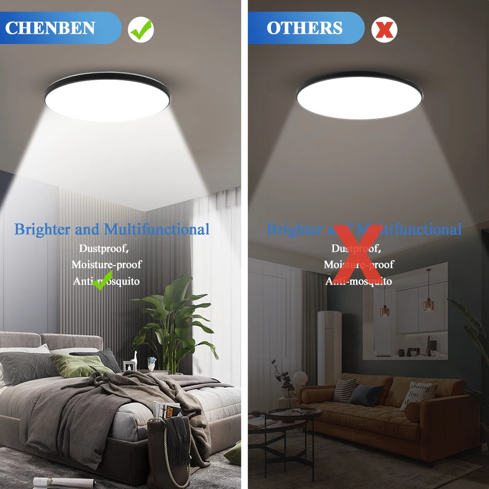 Goldene LED-Deckenleuchte, 220 V, staubdicht, für den Innenbereich, Badezimmer-Lampe für Wohnzimmer, Kronleuchter, Panel, Küche, Deckenleuchte – Detail 9