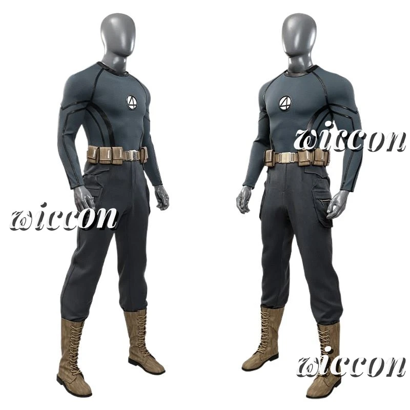 Johnny Storm Cosplay Uomo Fantasia Grigio Top Cintura Pantaloni Film Morto Cosplay Piscina Umana Torcia Costume Abiti Vestito di Halloween Maschio