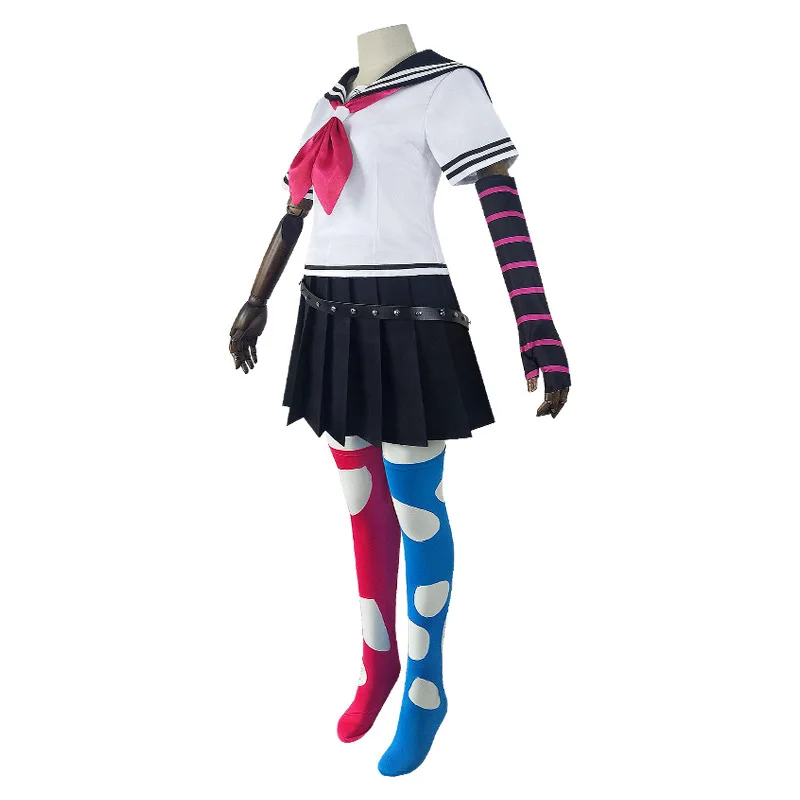 Disfraz de Anime Danganronpa Mioda Ibuki para hombre y mujer, 6 piezas, Falda corta, medias, Halloween, Carnaval, ropa divertida, accesorios