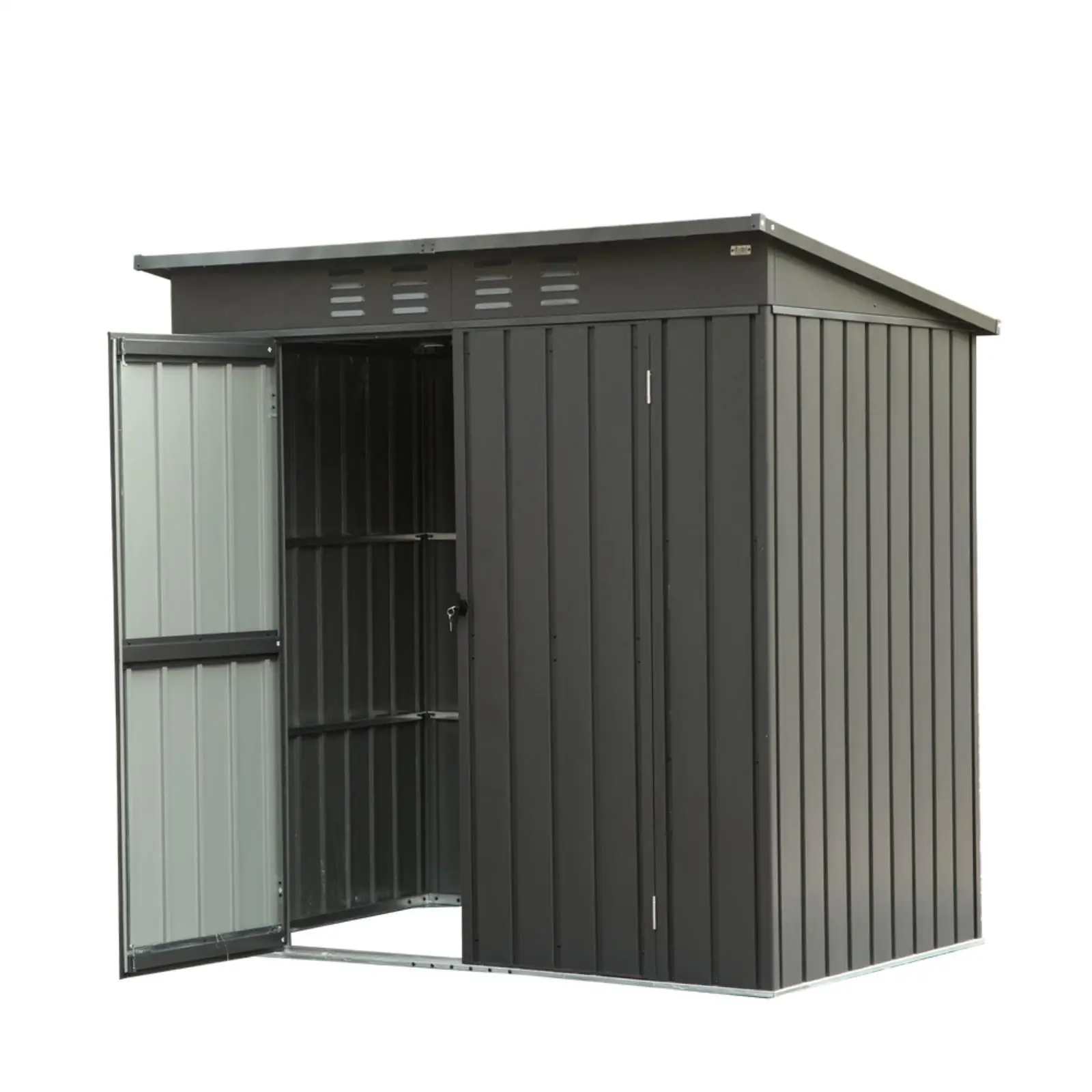 

Garden Storage Shed 6x4ft Black Metal Outdoor Shed Waterproof Galvanized Steel Utility Shed with Lock for Tools