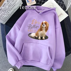 Hoodies For Women Cavalier King Charles Printed Oversized Hoodie Winter Warm Thick Sweatshirt Hoody Streetwear Harajuku Sweater