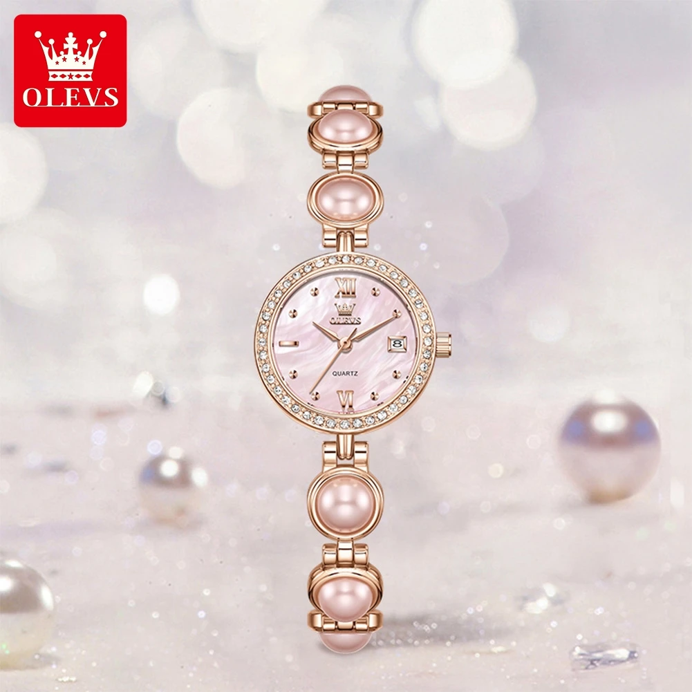 OLEVS 5669 ساعة نسائية أنيقة فاخرة ساعة كوارتز مقياس مقاوم للماء مضيئة تاريخ تلقائي ساعة السيدات الهدايا الأصلية #6