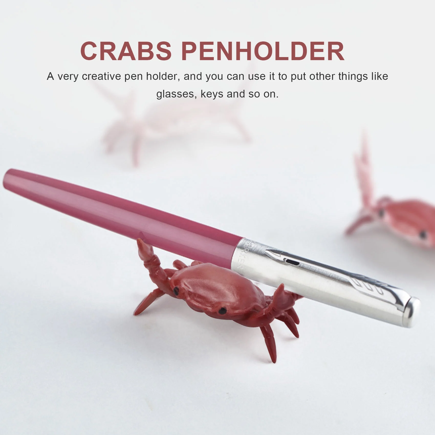 New Japanese Creative Cute Crab Pen Holder Weightlifting Crabs Penholder Bracket Storage Rack Gift Stationery