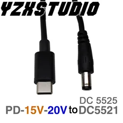 100W 5A PD To DC 5.5*2.5 Decoy Trigger Adapter Cable 15V 20V TYPE-C USB PD Conversion QC Charging Notebook Charger 5525 5521