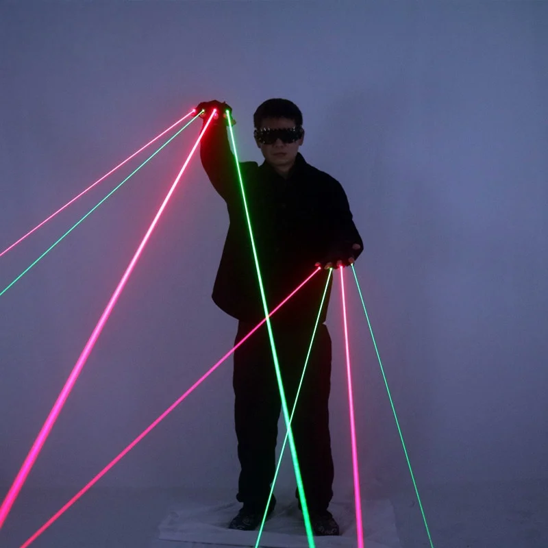 Red and Green Laser Gloves, Singer, DJ Night Dance Props, Christmas Party Light Show, Dancer Performance, High Quality, 2 in 1