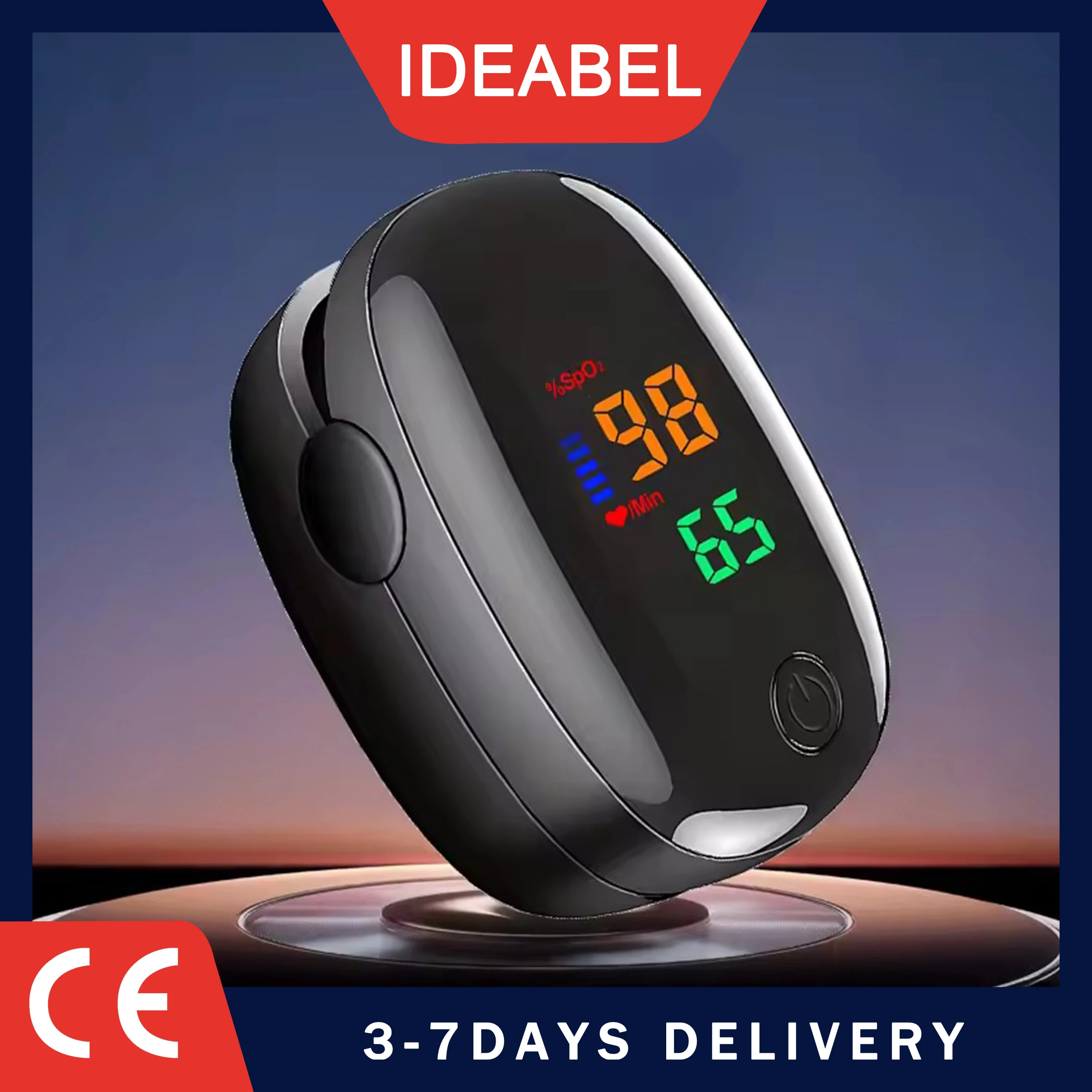 IDEABEL Finger Pulse Oximeter Finger Clip Digital Display SpO2 Heart Rate Monitor Blood Oxygen Saturation Meter Portable