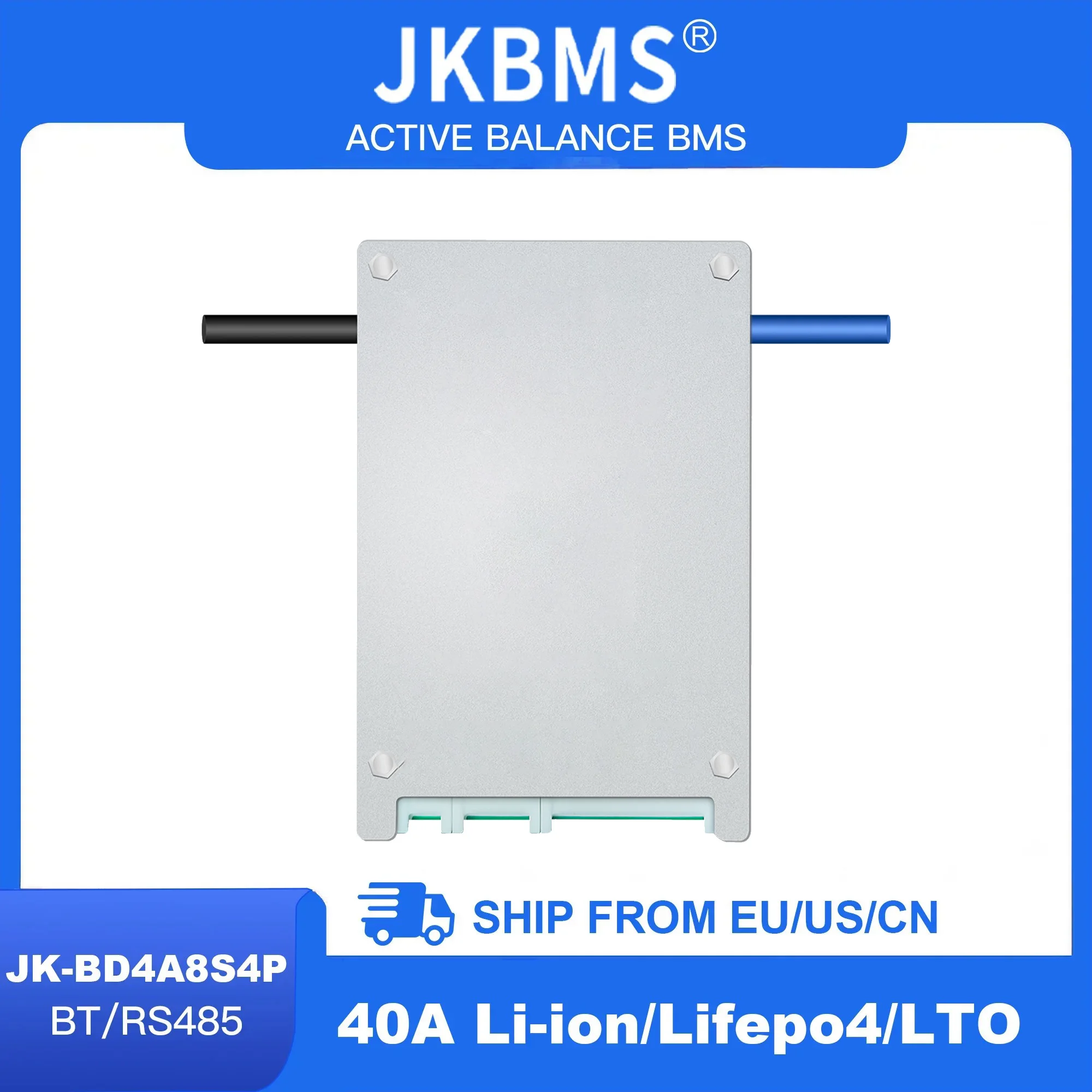 JKBMS Smart Bms Lifepo4 BMS 4S 5S 6S 7S 8S For Lithium Battery With Bluetooth 40A Same Port Temp Sensors RS485 Balance Board