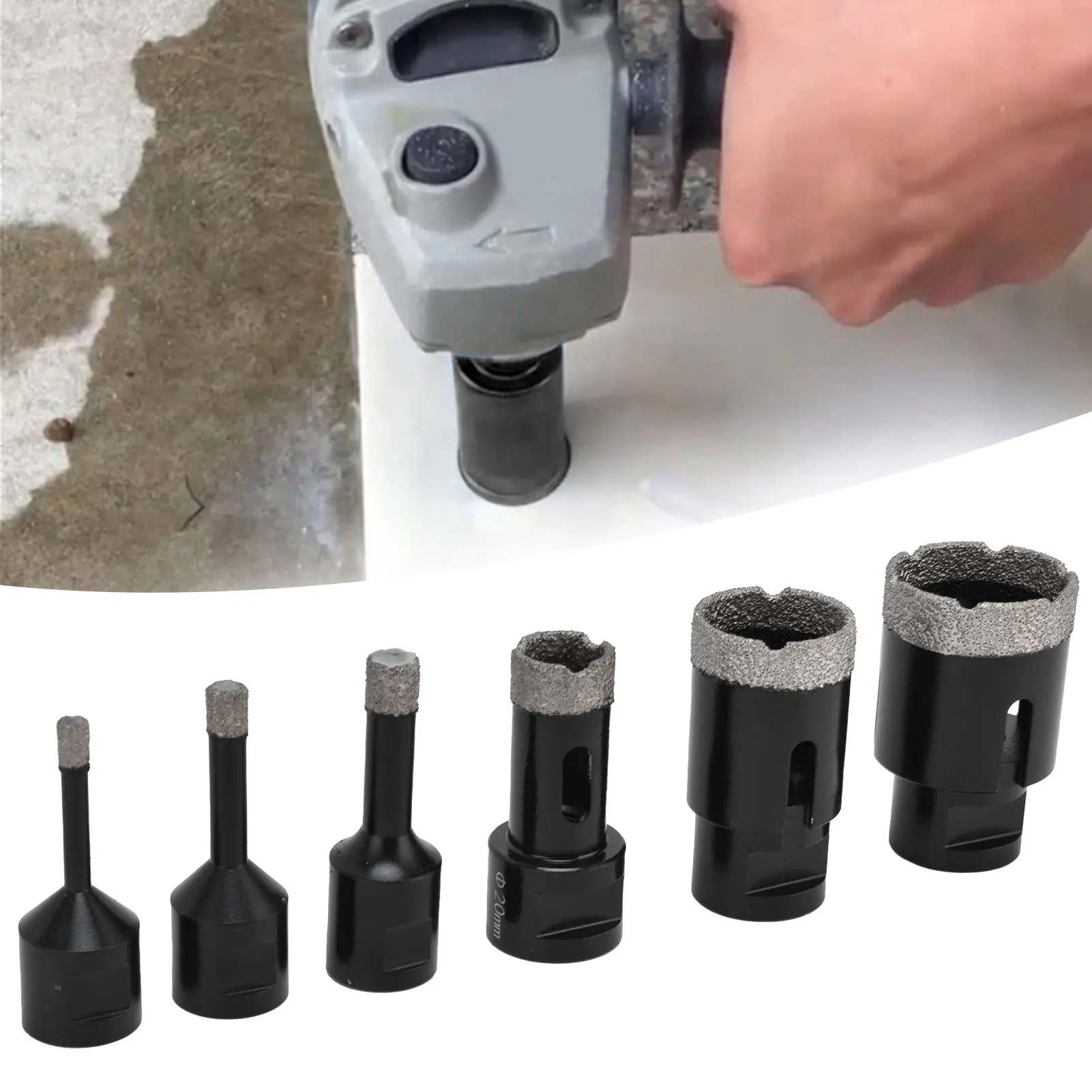 

Hole Saw Set 6-in-1 Diamond Tile Hollow Core Drill Hand Tools Hardware for 6-38mm M14