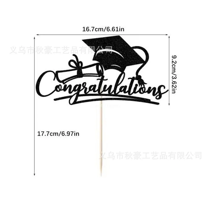 1 pz Bachelor Cap Congrasts Grad Paper Cake Toppers congratulazioni classe del 2024 Graduate Birthday Cake Decoration Multi-Styles