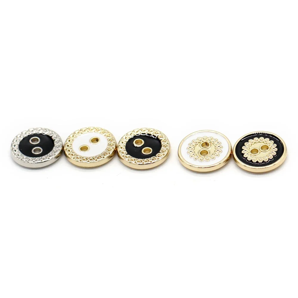 HENGC 11mm 2 Holes Mini Gold Metal Buttons for Clothing Fashion Children Shirt Dress Blouse Carigan Uniform Sewing Accessories