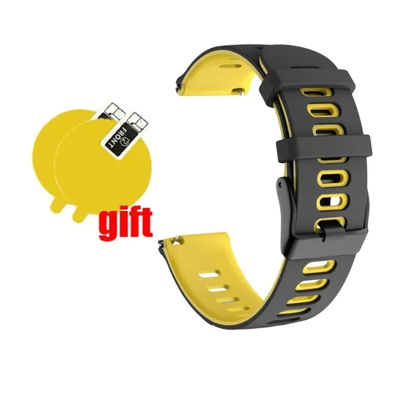 Amazfit Active 2용 화면 보호 필름이 포함된 프리미엄 Quickfit 실리콘 밴드 - 다채로운 스트랩 팔찌 손목밴드