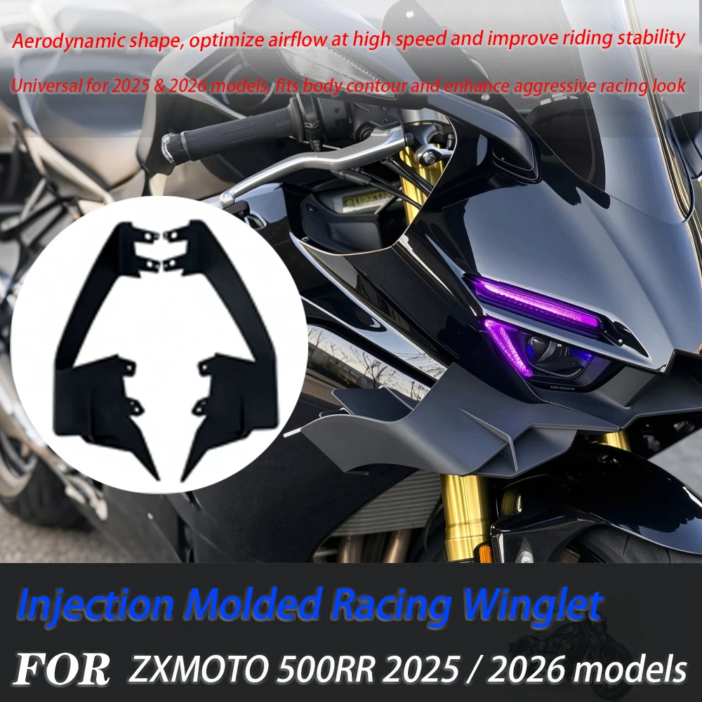 For ZXMOTO 500RR Motorcycle Injection Molded Racing Winglet, Mod Parts Fits 2025 2026 Models