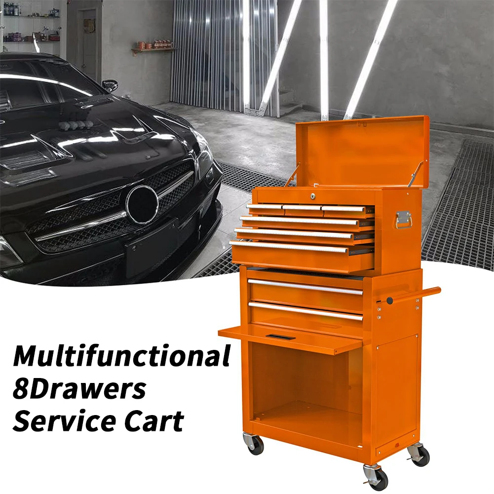 

Rolling Tool Chest With 4 Wheels 8 Drawers Large Capacity Secure Locking System Tool Storage Cabinet Organizer Box For Garage