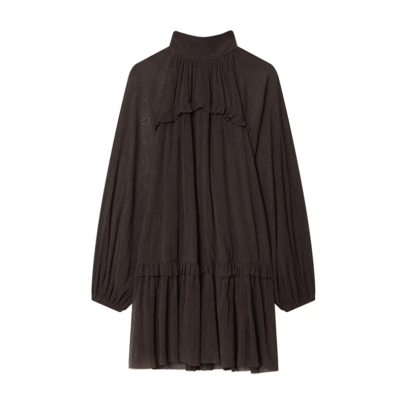 

YENKYE New 2026 Women Long Sleeve High Neck Short Spring Dresses Female Casual Vestidos