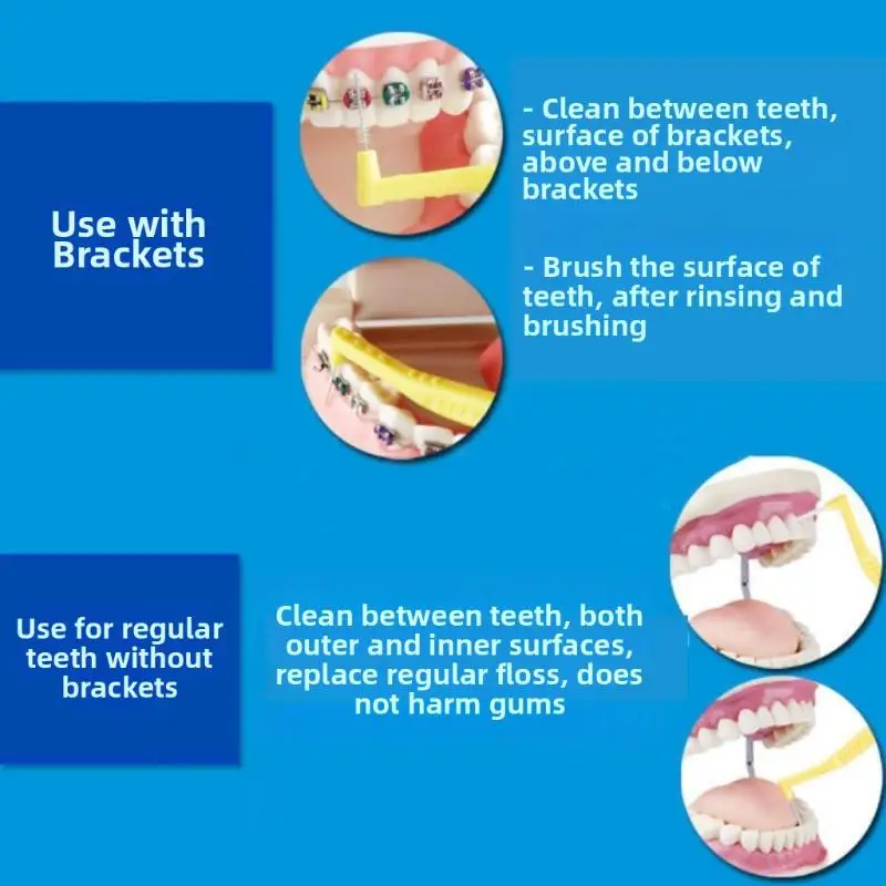 Set mit 10 Interdentalbürsten für Zahnspangen, L-förmige Interdentalbürsten für die Mundhygiene – Detail 4