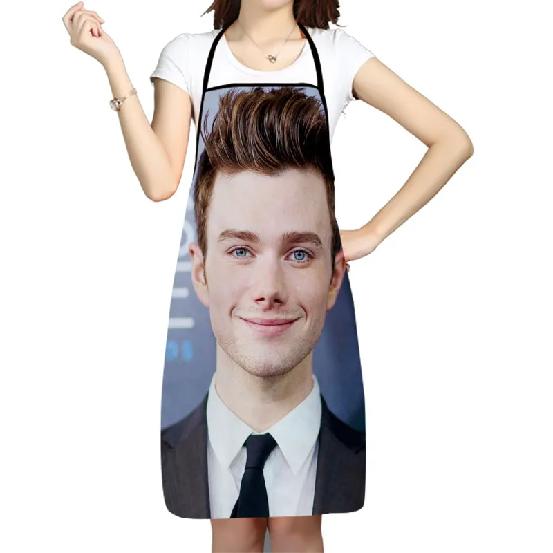 Chris Colfer Pattern Anti-Fouling Kitchen Aprons For Men Women Household Cleaning Cooking Baking Waist Bib 68x95cm 50x75cm