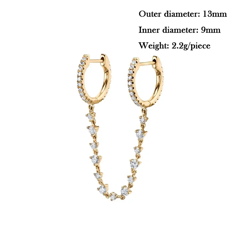TIANDE Gold Color Dangle Hoop Earrings for Women Fashion Piercing Fine Zircon Chain Women\'s Earrings Set 2023 Jewelry Wholesale