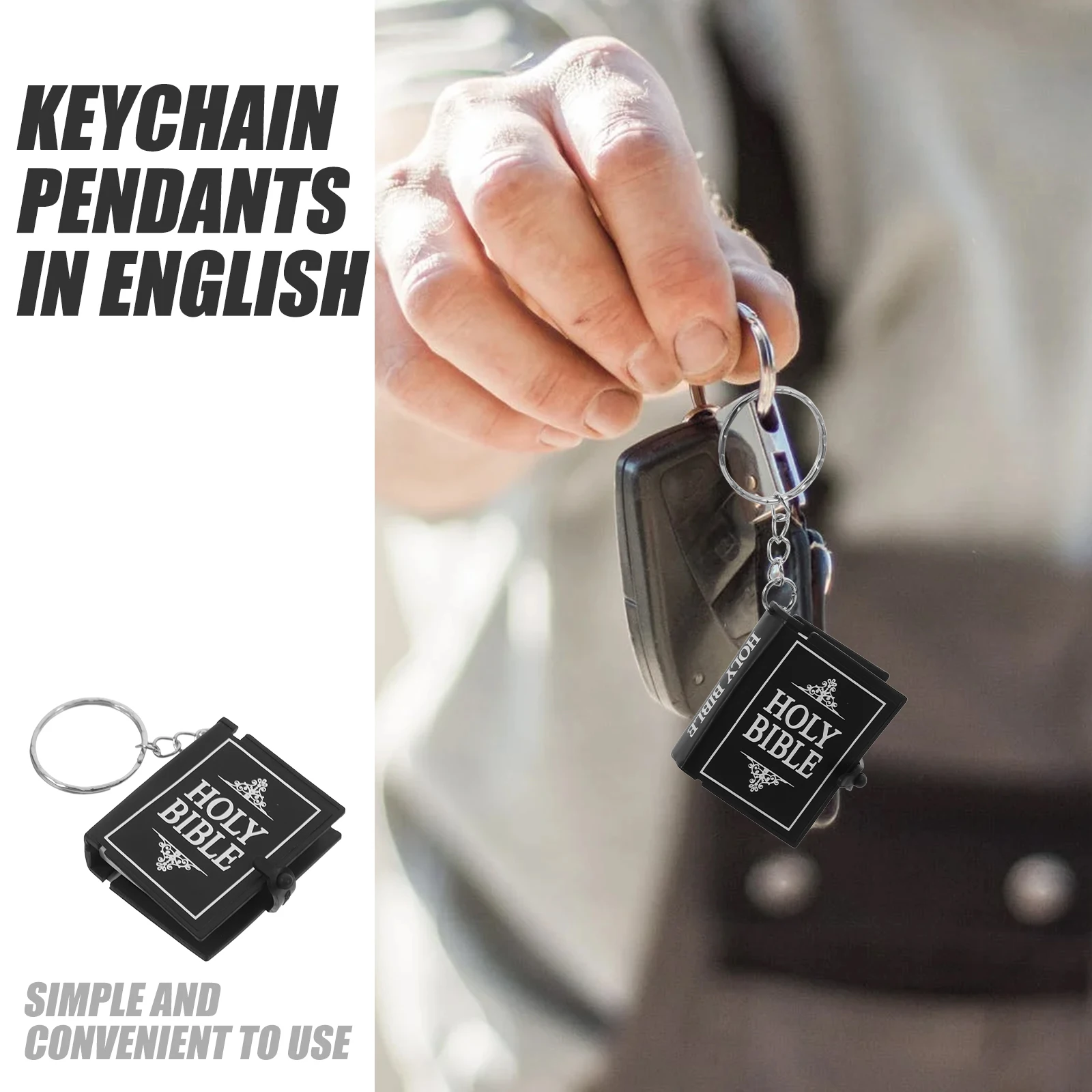 4 قطعة حقيبة سلسلة مفاتيح الكتاب الصغير ستوفير الكنيسة تذكارية الكتاب المقدس Keyrings سلاسل المفاتيح المسيحية ملهمة المفاتيح