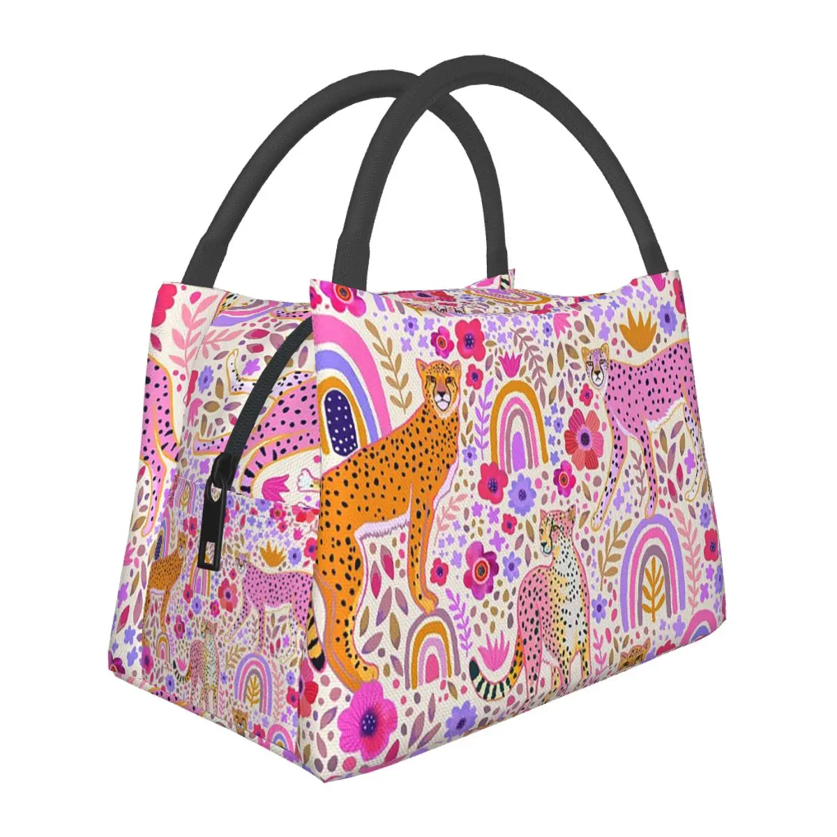 

Изолированная сумка для обеда Cheetah's In A Rainbow Garden для женщин, контейнеры для хранения продуктов для пикника, портативный контейнер, термосумка для обеда