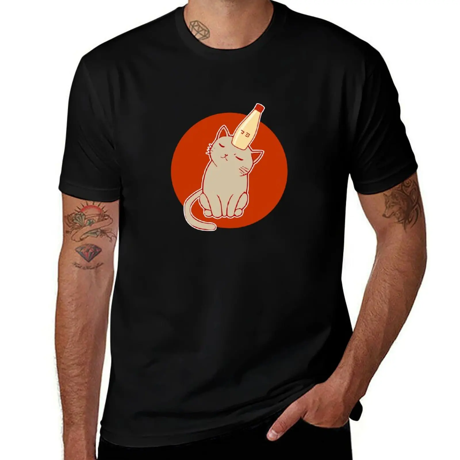 Camiseta japonesa de gato y Mayo, mayonesa y amante de los gatos, camisetas para hombre, paquete de camisetas de algodón para hombre, camiseta ajustada