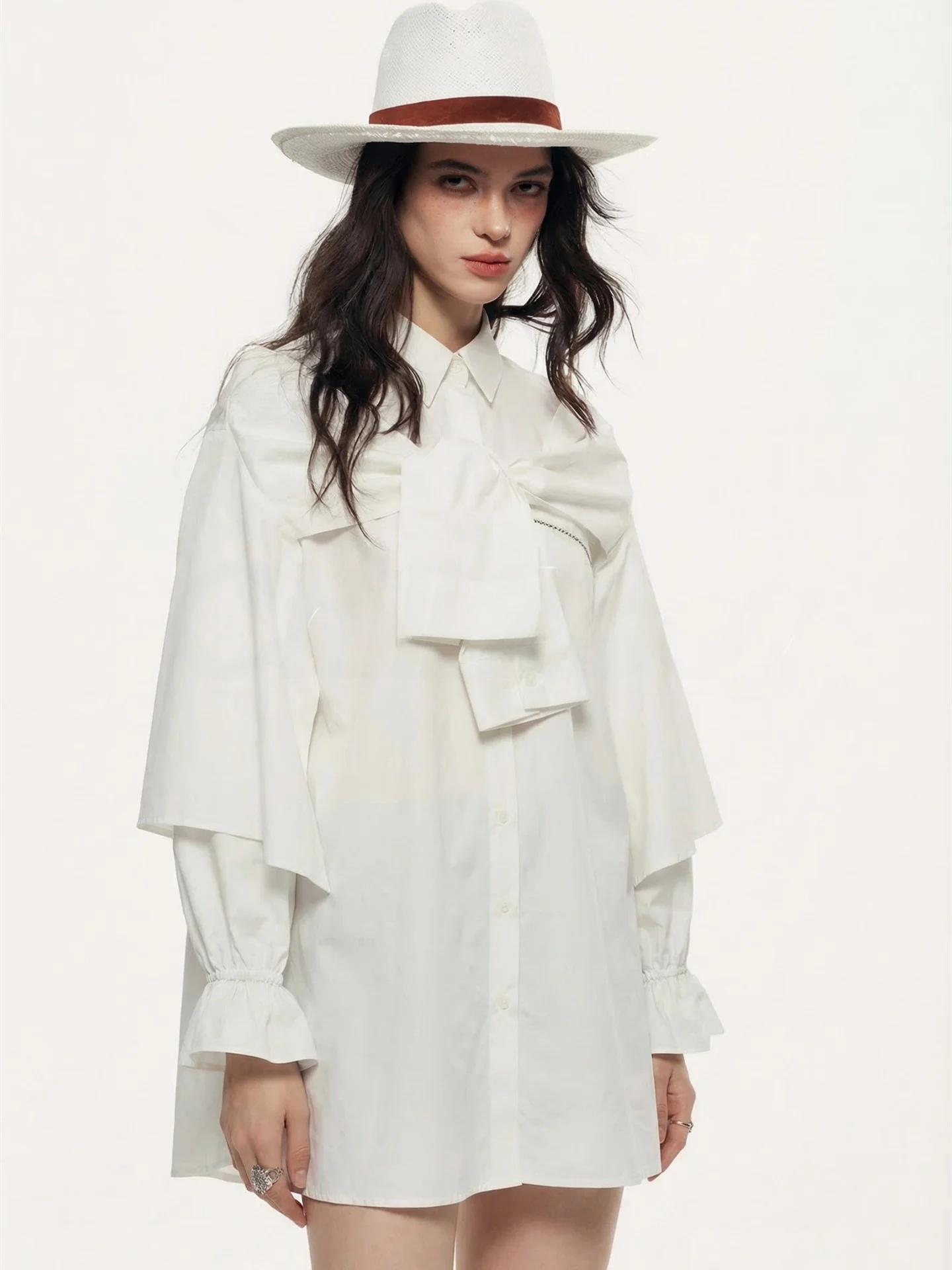 

Повседневный комплект Chillzoeys: хлопковая рубашка и свободные брюки с широкими штанинами, белый, с длинным рукавом, для женщин, весенняя мода