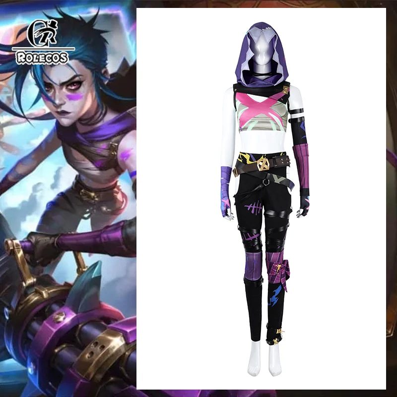 

ROLECOS Game LOL Season 2 Jinx Cosplay Costume LOL Jinx Sexy Uniform Halloween Women Combat Outfits New Skin