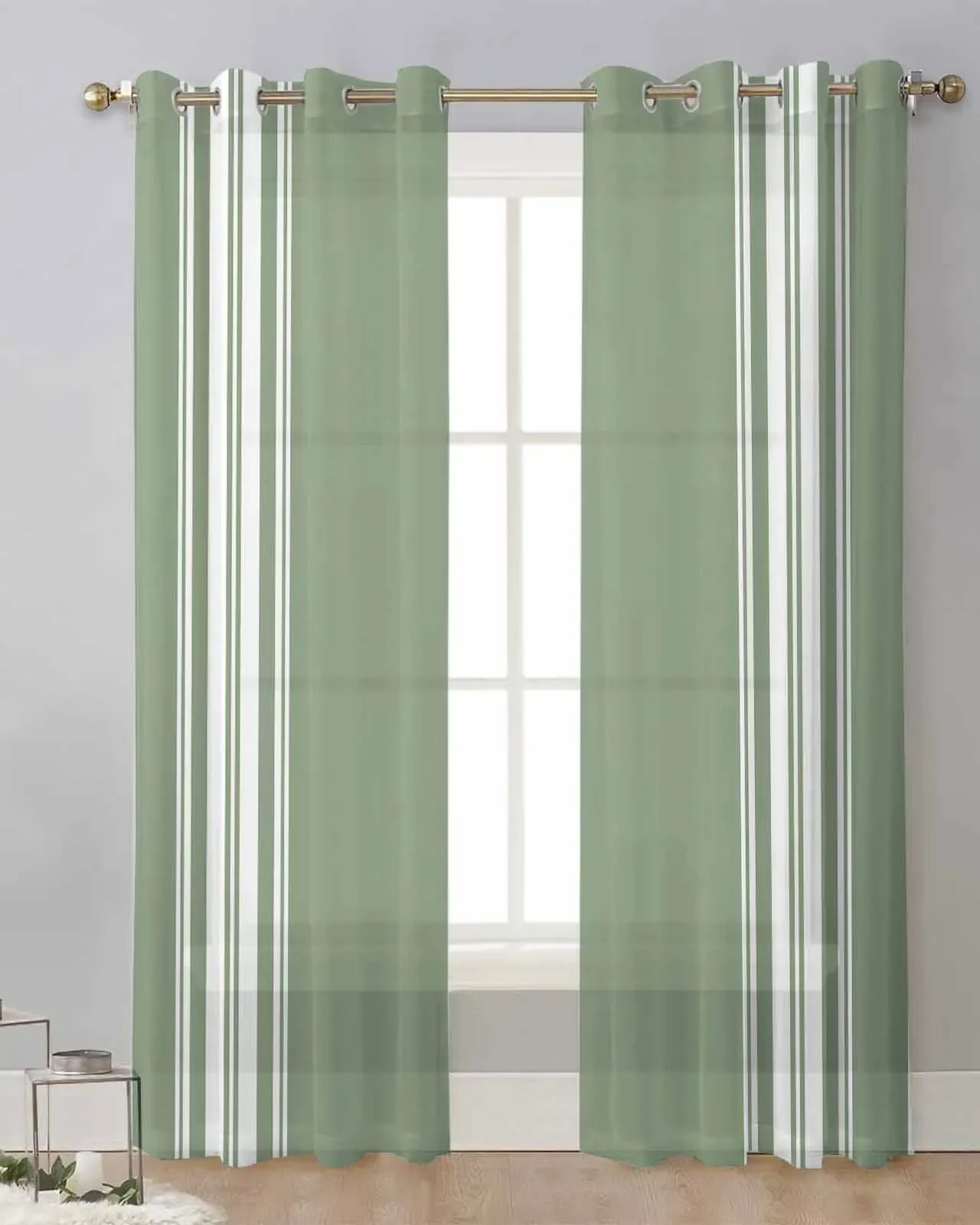 Striped Sage Green Deep Green Cheap Things With Free Shipping for Home Interior Curtains Window Curtain Living Room Decoration