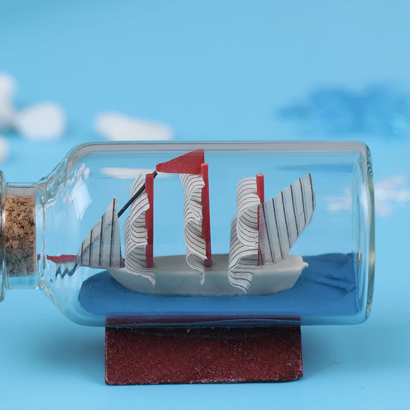 Beach Shell Sand Sailing Boat In Bottles Miniatures Fairy Garden Glass Decoration Figurines Drift DIY Desktop Home Accessories