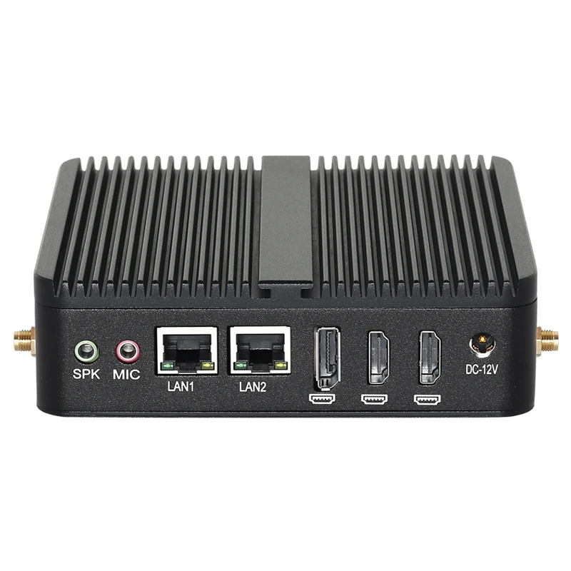Mini computador industrial sem ventilador processador intel n100 2x hdmi 1x dp 2x com db9 rs232 2x lan m.2 ssd 4x usb win10/11 linux