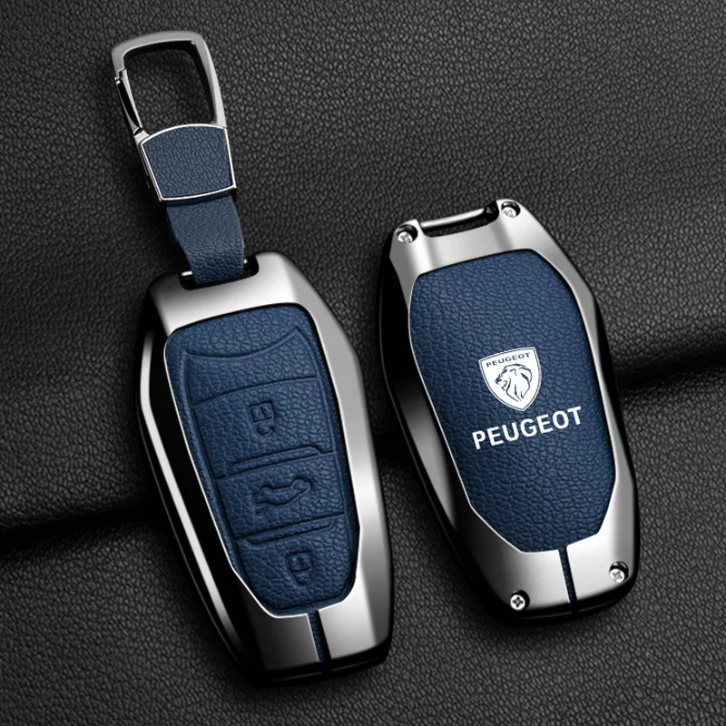 Car Zinc Alloy Key Case Bag For Peugeot GTLine 407 GT 208 308 408 508 608 2008 3008 4008 5008 RCZ Car Key Chain Metal Key Shell