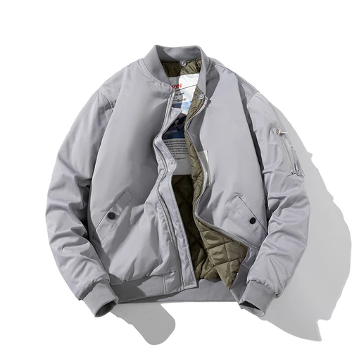 JOYSWAMM Unisex Hooded Bomber Jacket Red 4