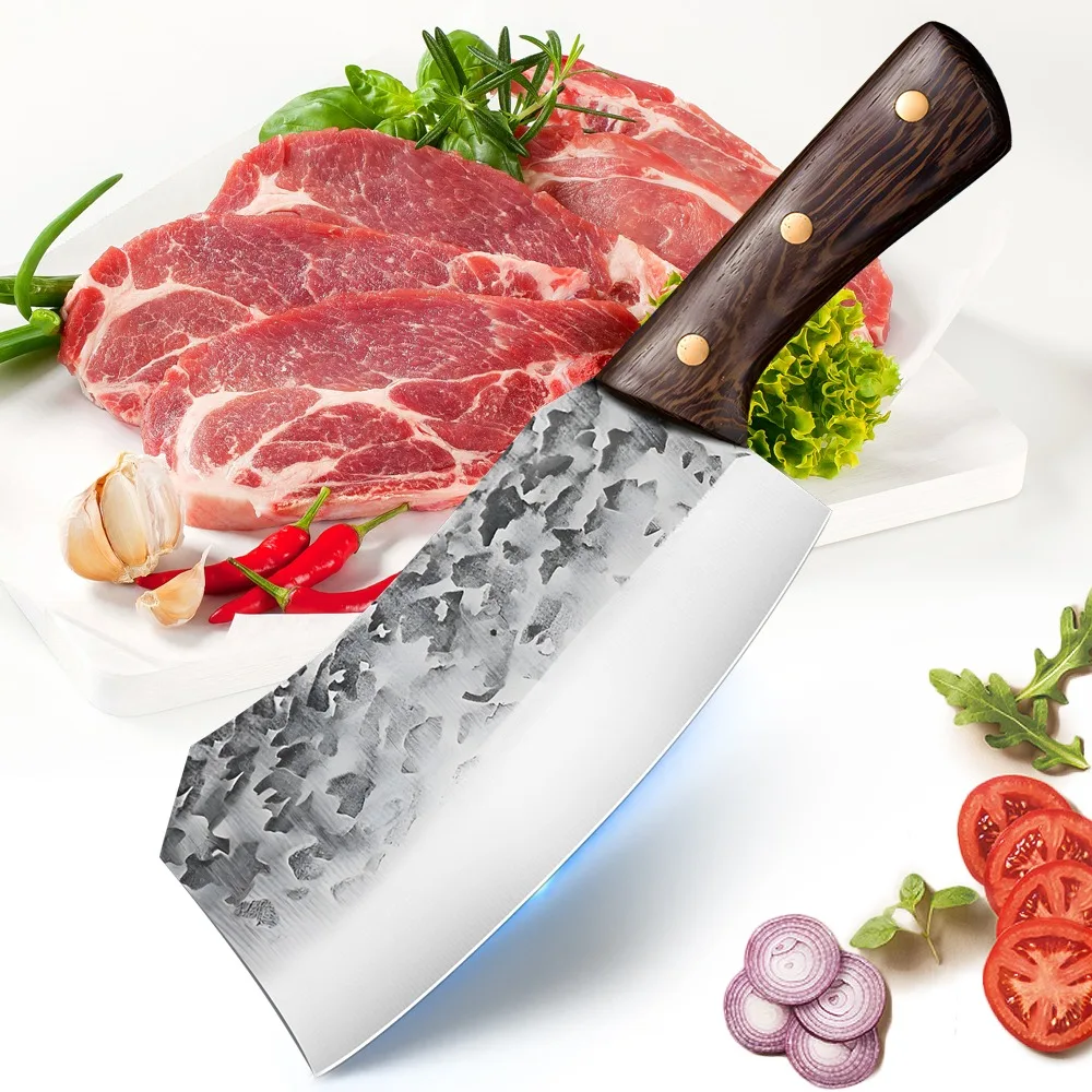 5Cr15 Stainless Steel Forged Kitchen Knives Chef Chopper Cooking Knives Wooden Handle Household Butcher Bone Cutting Knife