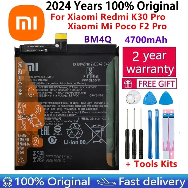 Batería de repuesto 100% Original BM4Q para Xiaomi Redmi K30 Pro K30Pro Poco F2 Pro baterías de teléfono genuinas batería 4700mAh + herramientas