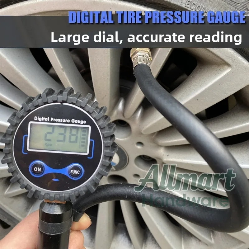 High precision digital tire pressure gauge gun, tire inflator with LCD display screen, and professional pressure testing tool