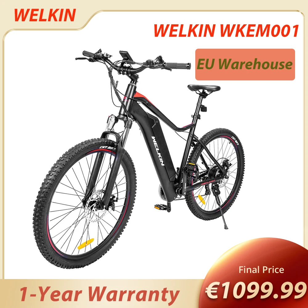 WELKIN WKEM001 Electric Bike Bicycle 350W Brushless Motor 36V 10.4Ah Battery 27.5*2.25'' Tires Mountain Bike 25km/h Max Speed