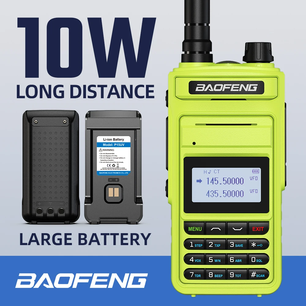 Walkie Talkie P15UV BAOFENG Radio bidireccional de largo alcance alta potencia 10W banda Dual tipo C Profesional CB Radioaficionado transceptor FM