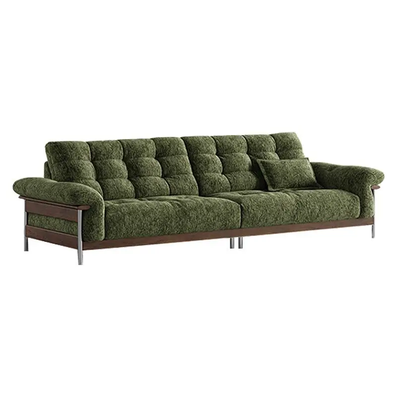 Hecheng new solid wood fabric sofa high-end chenille medieval cloud fabric sofa walnut