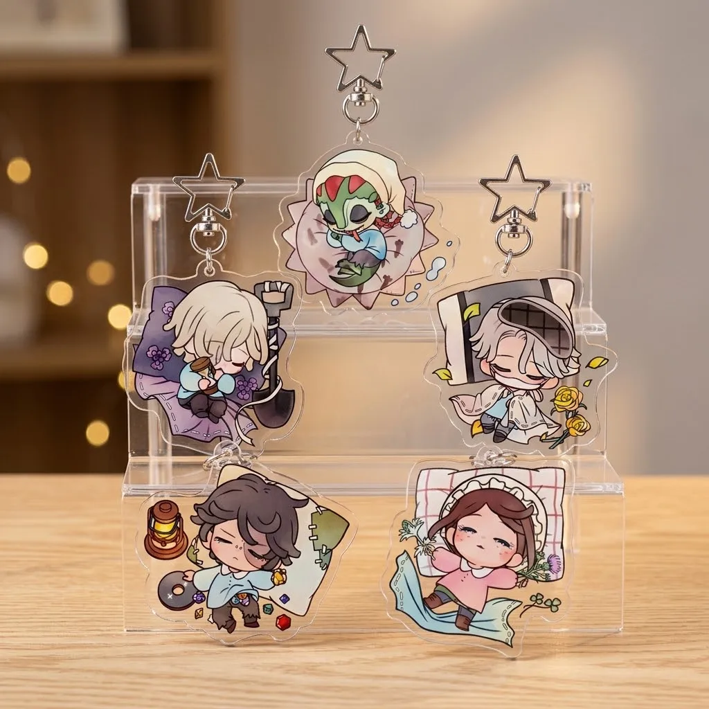 Identity V Keychain, Double Sided Printed Acrylic Proportional Character Pendant, Game Character Keyring Backpack Charm Fan Gift