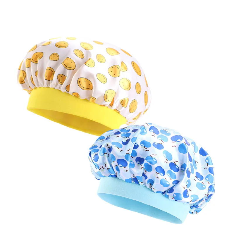 2pcs Set Kids Printing Stain Bonnet Baby Turban African Children Printing Satin Bonnet Sleeping Cap Boys Girls Night sleep Hats